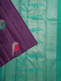 Sparrow Design Violet Color Pure Kanchipuram Silk Saree