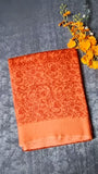 Orange Floral Tussar Saree