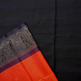 Orange with black bordered soft silk saree