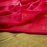 Pink with Green Soft Silk Saree