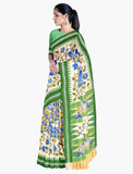 Peacock and floral design tussar saree