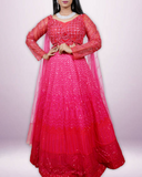 Pink georgette sequin lehenga with stone & sequin netted blouse