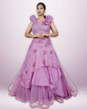 Mauve organza sequin & crystal gown