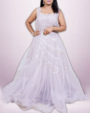 Lavender netted sequin gown