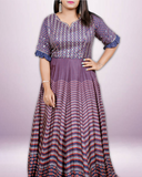 Violet Printed silk gown