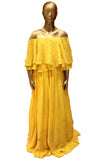 Georgette Yellow Sequin Maxi