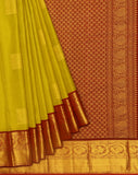 Yellow & Red Kanjeevaram Silk Saree With Gold Zari