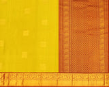 Yellow & Red Kanjeevaram Silk Saree With Gold Zari