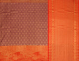 Mauve & Orange Kanjeevaram Silk Saree With Copper Zari