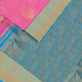 Pink & Blue Kanjeevaram Silk Saree with Gold Zari