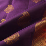 Purple & Maroon Kanjeevaram Silk Saree With Gold Zari