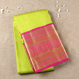 Green & Pink Kanjeevaram Silk Saree With Gold Zari