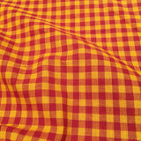 Maroon and yellow checked cotton fabrics
