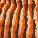 Orange with half white color ikat design cotton fabrics