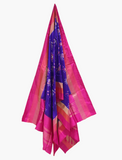 Blue with pink border pochampalli silk Duptta