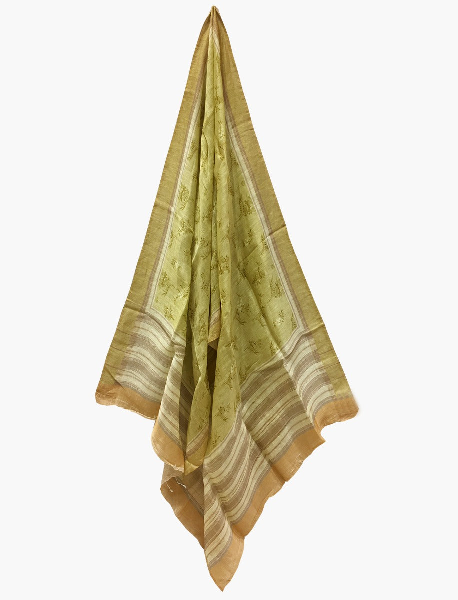 Cardamom green color with floral design printed dupatta