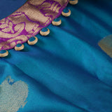 Blue with zari butta's pure silk pavadai sattai