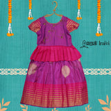 Purple with peacock butta's pure silk pavadai sattai