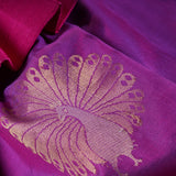 Purple with peacock butta's pure silk pavadai sattai
