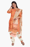 Misty orange with floral design salwar kameez material