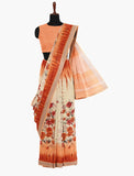 Cream Color With Floral Pattern Linen Saree