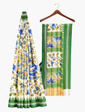 Peacock and floral design tussar saree