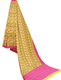 Yellow color with floral patterns silk saree