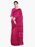 Dizzing pink color with paisley design printed silk saree