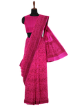 Dizzing pink color with paisley design printed silk saree