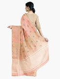 Peach with pink color linen saree