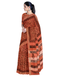 Brown color with floral printed design linen saree