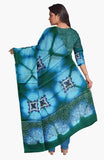 Peacock green color top with blue color dupatta salwar kameez material