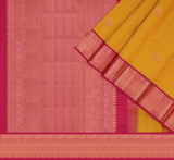 Beautyful kanchivaram saree in yellow color hand wovel with gold zari butta's