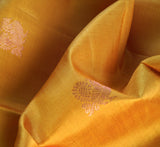 Beautyful kanchivaram saree in yellow color hand wovel with gold zari butta's