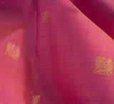 Pink with mustard shot color and green border kanchipuram silk saree
