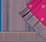 Sizzling pink color handwoven and gold zari butta's kanchipuram silk saree