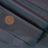 Peacock blue with pink shot and small check's kanchipuram silk saree