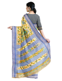 Multicolor with hand painted floral design saree