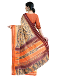 Multicolor with hand painted peacock design saree